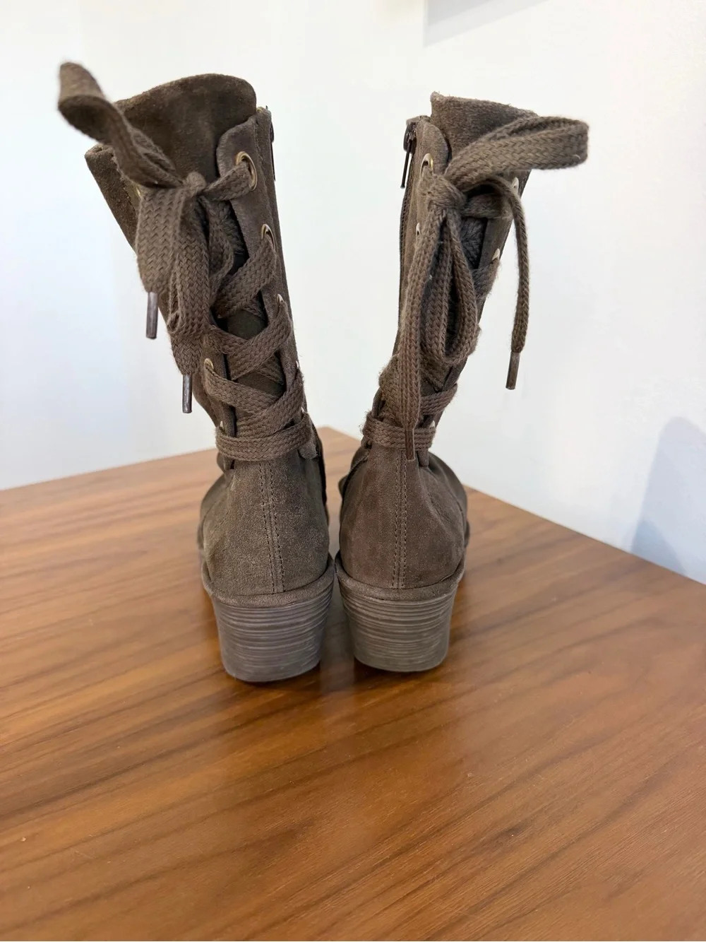 Fly London Yada Suede Wedge Mid-Calf Boot olive green Brown